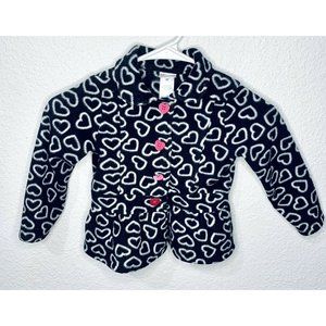 Kidsgets Toddler Coat Fit & Flare 3T Black & White Hearts Fall Jacket W/ Buttons